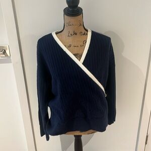 LOFT wrap white and navy sweater